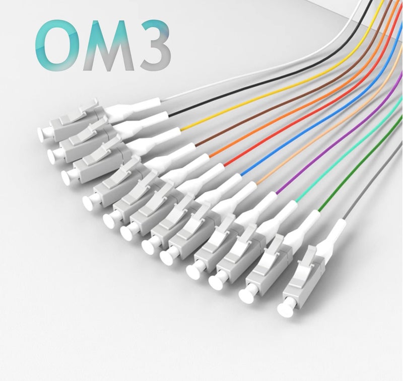 Elfcam ® - 12-Fibre LC/UPC OM3 Multimode 50/125um Colour-Coded Optical Fibre Pigtail Without Cladding - Image 5